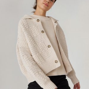 Prietema Crochet Cotton Jacket - Oat Milk