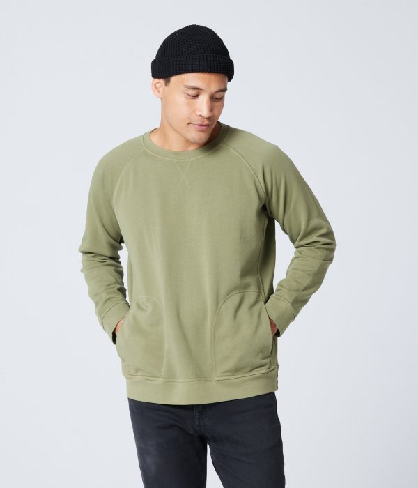 Unisex Pocket Crewneck Sweatshirt - Army - Image 3
