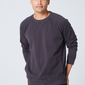 Unisex Pocket Crewneck Sweatshirt - Washed Black