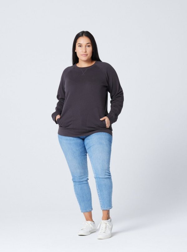 Unisex Pocket Crewneck Sweatshirt - Washed Black - Image 2