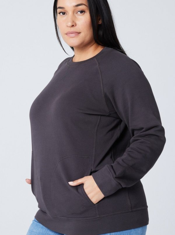 Unisex Pocket Crewneck Sweatshirt - Washed Black - Image 4