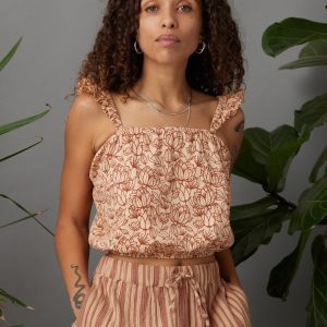 Claire Tank Top - Peach Floral