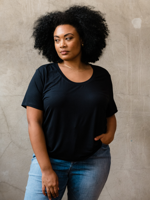Mae Drapey Tee - Black - Image 2