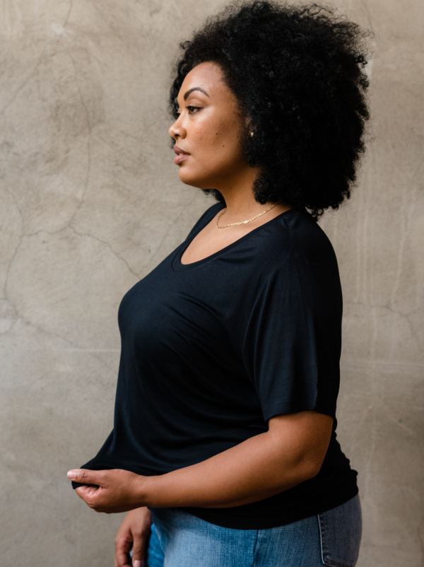 Mae Drapey Tee - Black - Image 3