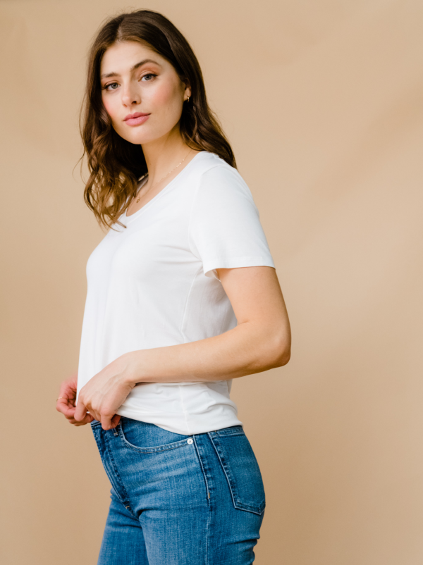 Mae Drapey Tee - White - Image 2