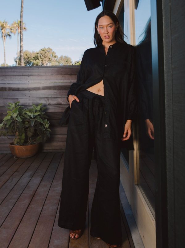 Nusa Button Up Top - Black - Image 2