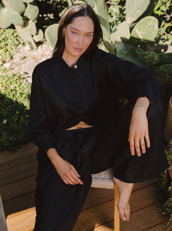 Nusa Button Up Top - Black - Image 3