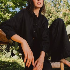 Nusa Button Up Top - Black