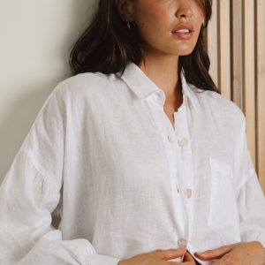 Nusa Button Up Top - Ivory